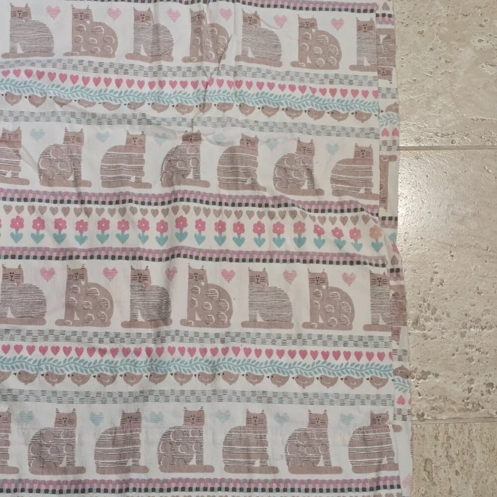 VTG 1980s‎ COTTAGECORE CAT HEARTS TWIN 74